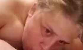 Oriental sex slave pussyeaten and jizzed by black tool on bed.