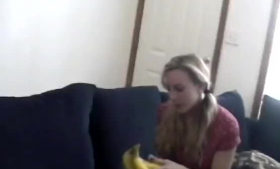 Flirty Blonde Fuck On A Couch.