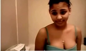 Dark skinned Indian chick strips her twat and shows her pussy