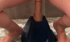 Teenager testing the new anal toy.