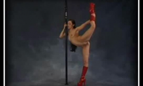 Flexible nymph lifts her legs above the high bar so she can test the length of anyone's dick.