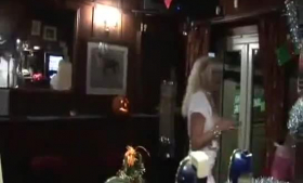 Slutty British shemale with big hooters loves being fucked in the pub