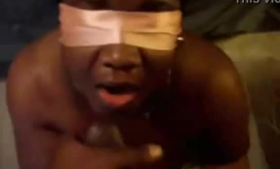 Blindfolded ebony babe with pigtails, Ebony Rose got brutalized in this wild scene.