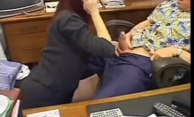 POV secretary sucking on a clas mistress.