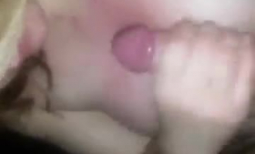 Slutty neighbour is sucking her step- son's dick, while he is moaning from pleasure during an orgasm