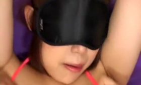 Blindfolded Asian girl is eagerly sucking a stranger's dick to get a discount for that
