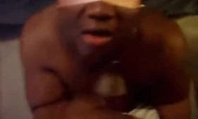 Blindfolded babe is getting steamy facial cumshots from two horny black guys at the same time