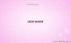 Voluptuous woman, Cathy Heaven was sitting on the sofa and masturbating in front of the camera