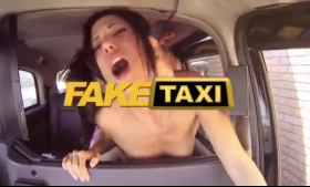 Resellor fake taxi sensual ride with busty brunette ho