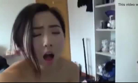 Beautiful Asian girl is using her favorite sex toy to drill her hairy cunt, until she cums.