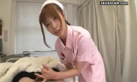 Hot Asian nurse, Oni Lee is getting fucked hard by a patient with a beard