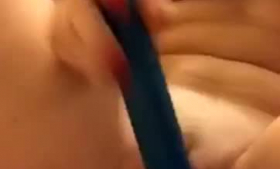 Latina teen with blonde hair uses a dildo to perfection