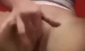 Astonishing blonde woman likes to play with her tits while rubbing her pussy in front of the camera