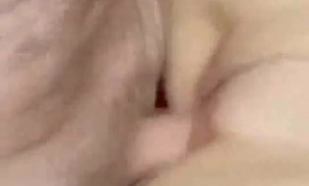 Sweet chick is playing with her perfect boobs and pussy and ejaculate all over her face